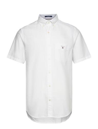 Reg Oxford O.shield Ss Shirt Tops Shirts Short-sleeved White GANT