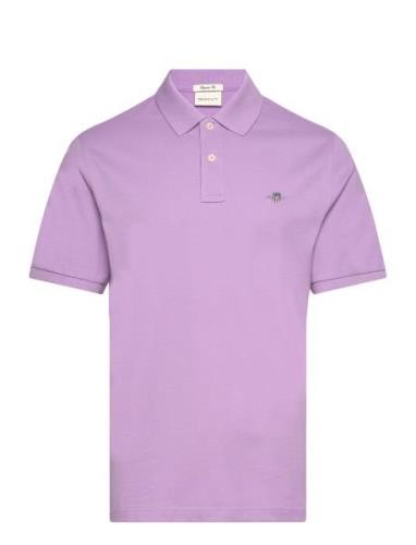 Reg Shield Ss Pique Polo Tops Polos Short-sleeved Purple GANT