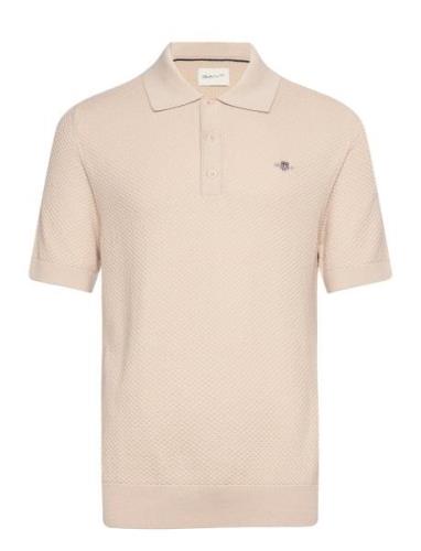 Structured Cotton Ss Polo Polos Short-sleeved Beige GANT