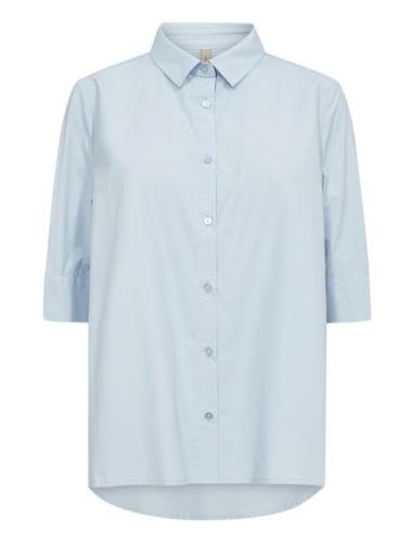 Sc-Netti Tops Shirts Short-sleeved Blue Soyaconcept