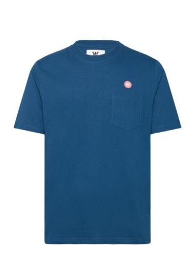 Adi Pocket Resort T-Shirt Gots Tops T-shirts Short-sleeved Blue Double...