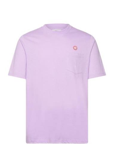 Adi Pocket Resort T-Shirt Gots Tops T-shirts Short-sleeved Purple Doub...