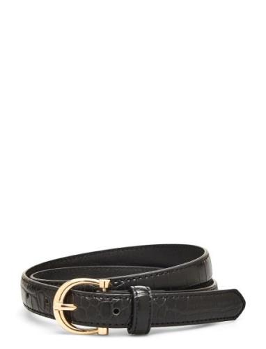 Crocodile Effect Belt Belte Black Mango