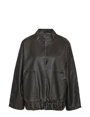 Nmhalston Washed Pu L/S Bomber Jacket Bomberjakke Black NOISY MAY