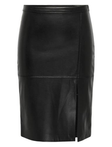 Onlnewoline Faux Leather Skirt Cc Otw Knelangt Skjørt Black ONLY