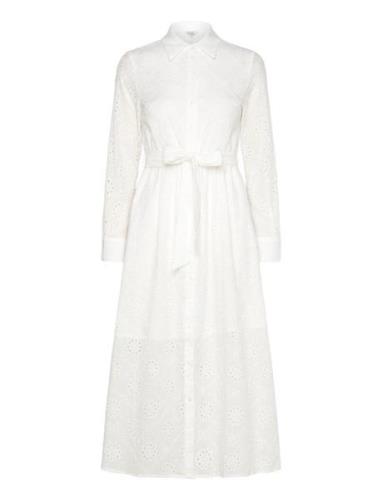 Michele Broderie Anglaise Dress Knelang Kjole White Bubbleroom
