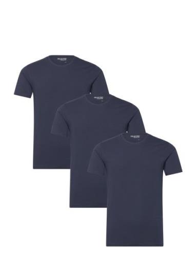 Slhroland Ss O-Neck Tee 3-Pack Noos Tops T-shirts Short-sleeved Navy S...