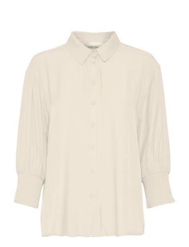 Nolacr Shirt Tops Shirts Long-sleeved Beige Cream