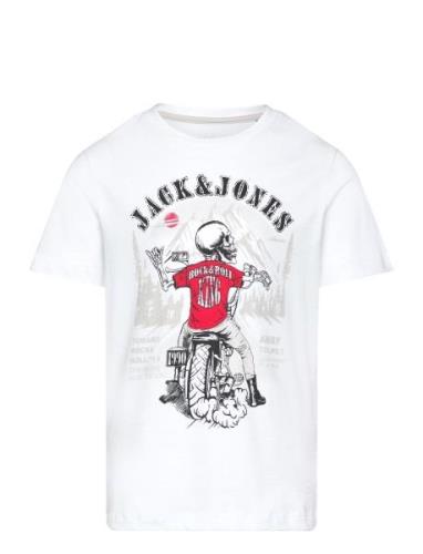 Jjskull Rock Tee Ss Crew Neck Jnr Tops T-shirts Short-sleeved White Ja...