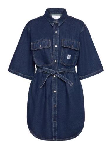 Utility Belted Shirt Dress Kort Kjole Blue Calvin Klein Jeans