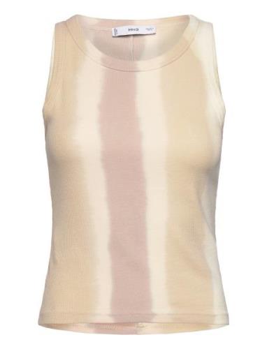 Tie-Dye Ribbed Top Tops T-shirts & Tops Sleeveless Cream Mango