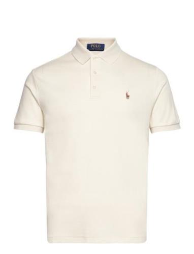 Pima Polo-Ssl-Knt Tops Polos Short-sleeved Cream Polo Ralph Lauren