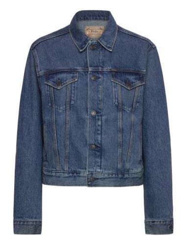 Flag Denim Trucker Jacket Dongerijakke Denimjakke Blue Polo Ralph Laur...