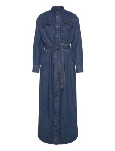 Belted Western Dress Knelang Kjole Blue Lee Jeans