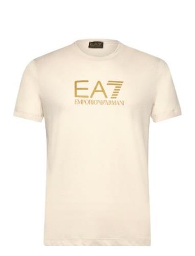 T-Shirt Tops T-shirts Short-sleeved Cream EA7