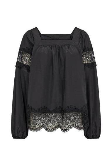 Sc-Netti Tops Blouses Long-sleeved Black Soyaconcept