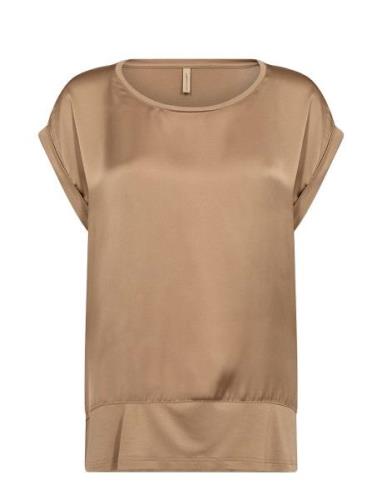 Sc-Thilde Tops Blouses Short-sleeved Brown Soyaconcept