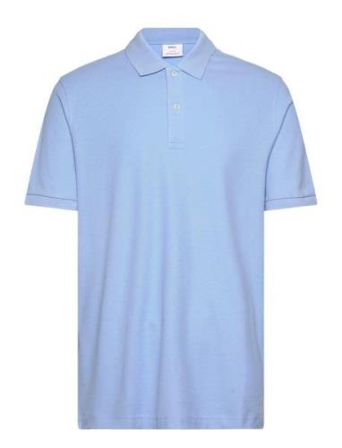 100% Cotton Pique Polo Shirt Tops Polos Short-sleeved Blue Mango