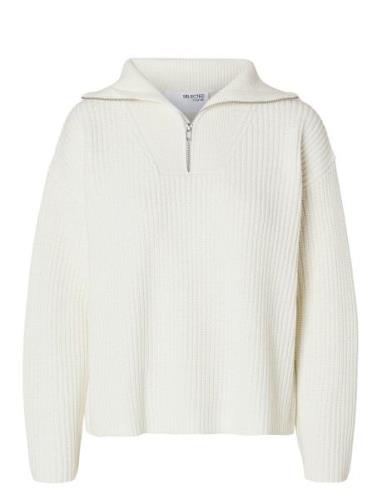 Slfbloomie Ls Knit Half Zip Noos Tops Knitwear Jumpers White Selected ...