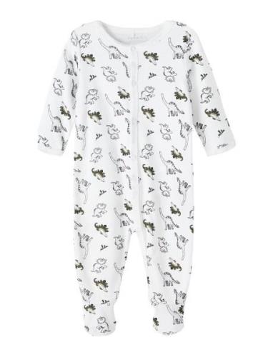 Nbmnightsuit W/F Dino Noos Pyjamas Sie Jumpsuit White Name It