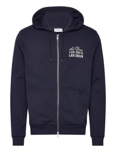 Triple Zipper Hoodie Tops Sweat-shirts & Hoodies Hoodies Navy Les Deux