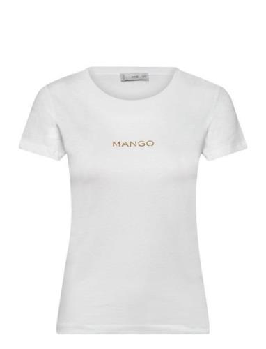 Logo Cotton T-Shirt Tops T-shirts & Tops Short-sleeved White Mango