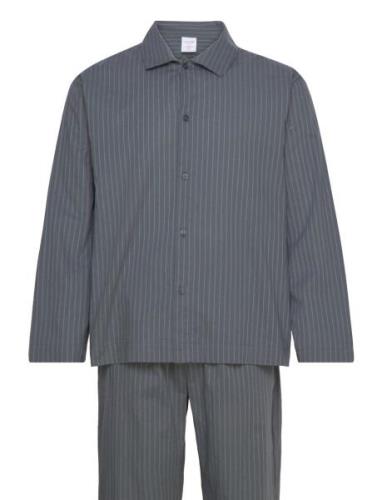 L/S Button Down Pant Set Pyjamas Grey Calvin Klein