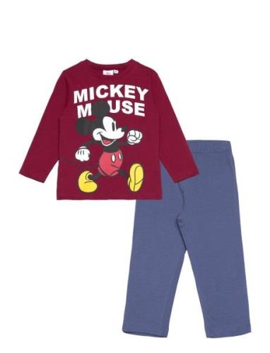 Pyjama Pyjamas Sett Burgundy Mickey Mouse