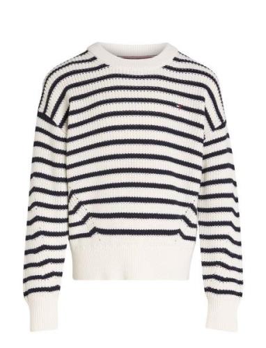 Essential Stripe Sweater Tops Knitwear Pullovers White Tommy Hilfiger