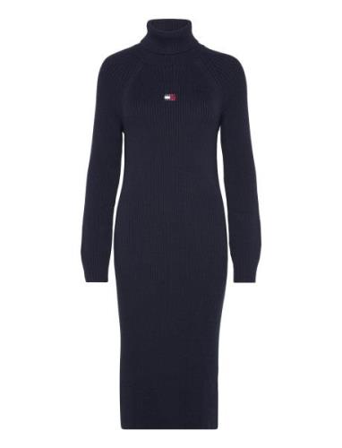 Tjw Mockneck Badge Sweater Dress Knelang Kjole Navy Tommy Jeans