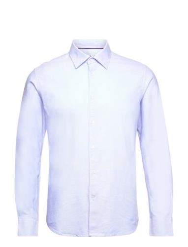 Slim Fit Oxford Cotton Shirt Tops Shirts Casual Blue Mango