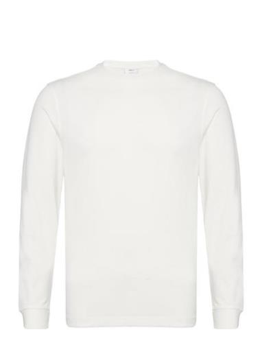 Long-Sleeved Pique Cotton T-Shirt Tops T-shirts Long-sleeved White Man...