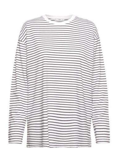 Striped Over D T-Shirt Tops T-shirts & Tops Long-sleeved White Mango