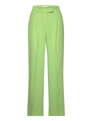 Wideleg Pleated Trousers Bottoms Trousers Wide Leg Green Mango