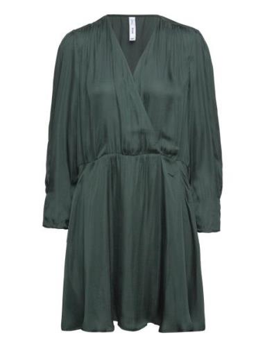 Wrapped Satin Dress Kort Kjole Green Mango