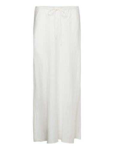 Tie Long Skirt Knelangt Skjørt White Mango