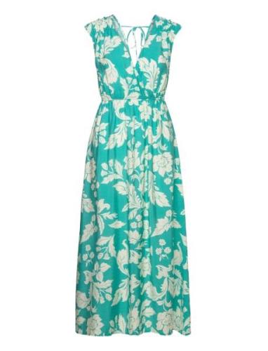 Floral Wrap Neckline Dress Dresses Wrap Dresses Green Mango