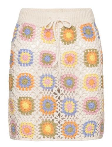 Crochet Mini Skirt Kort Skjørt Beige Mango