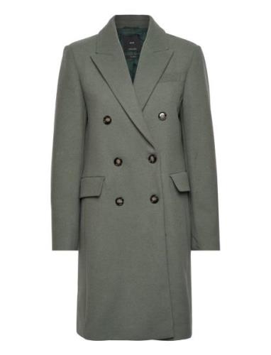 Wool Double-Breasted Coat Ulljakke Jakke Khaki Green Mango