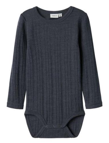 Nmmwang Wool Needle Ls Body Solid Noos Bodies Long-sleeved Navy Name I...