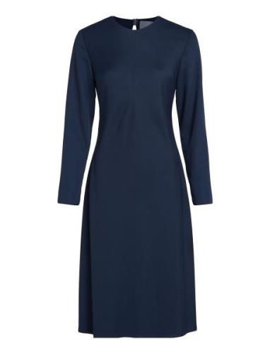 Recycled Cdc Fit & Flare Dress Knelang Kjole Navy Calvin Klein