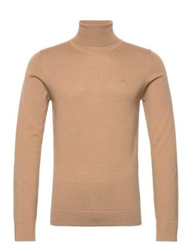 Merino Knit Roll-Neck Tops Knitwear Turtlenecks Brown Lindbergh