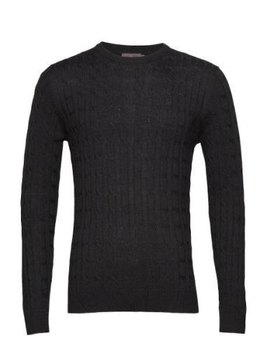 Merino Cable Ck Designers Knitwear Round Necks Black Morris