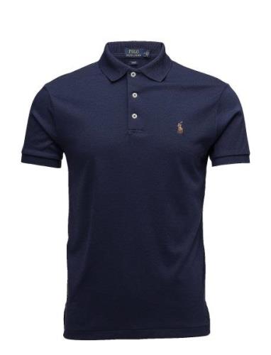 Slim Fit Soft-Touch Polo Shirt Designers Polos Short-sleeved Navy Polo...