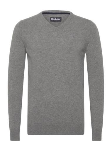 Essential Lambswool V Neck Tops Knitwear V-necks Grey Barbour