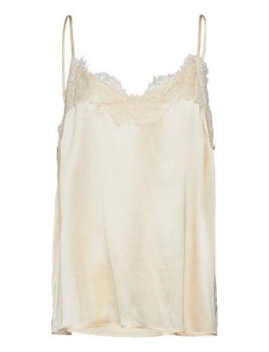 Silk Strap Top Tops Blouses Sleeveless Cream Rosemunde