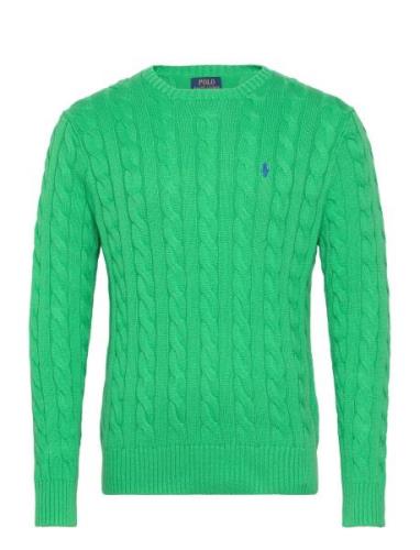 Cable-Knit Cotton Sweater Designers Knitwear Round Necks Green Polo Ra...