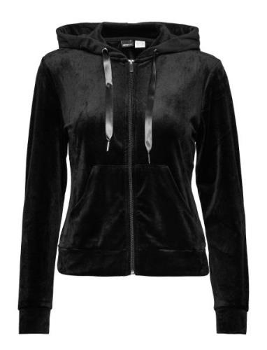 Cecilia Velour Hoodie Tops Sweat-shirts & Hoodies Hoodies Black Gina T...