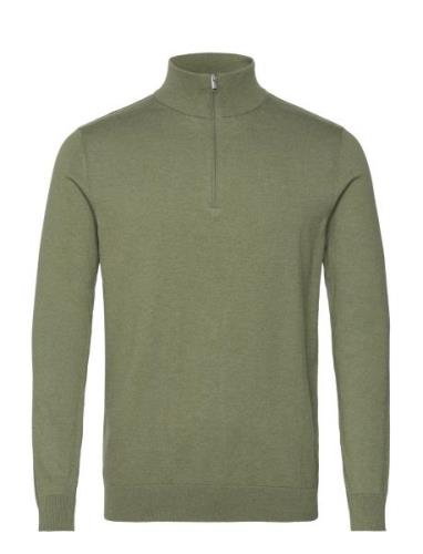 Slhberg Half Zip Cardigan Noos Tops Knitwear Half Zip Jumpers Green Se...