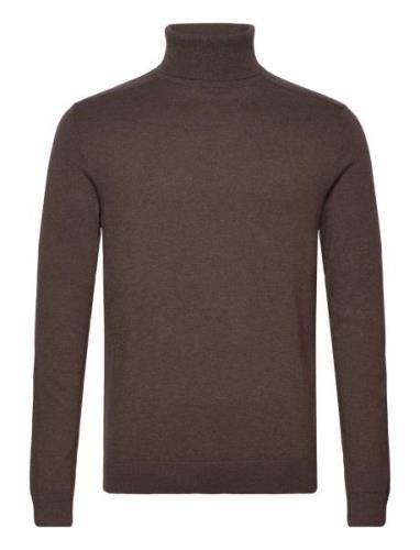 Slhberg Roll Neck Noos Tops Knitwear Turtlenecks Brown Selected Homme